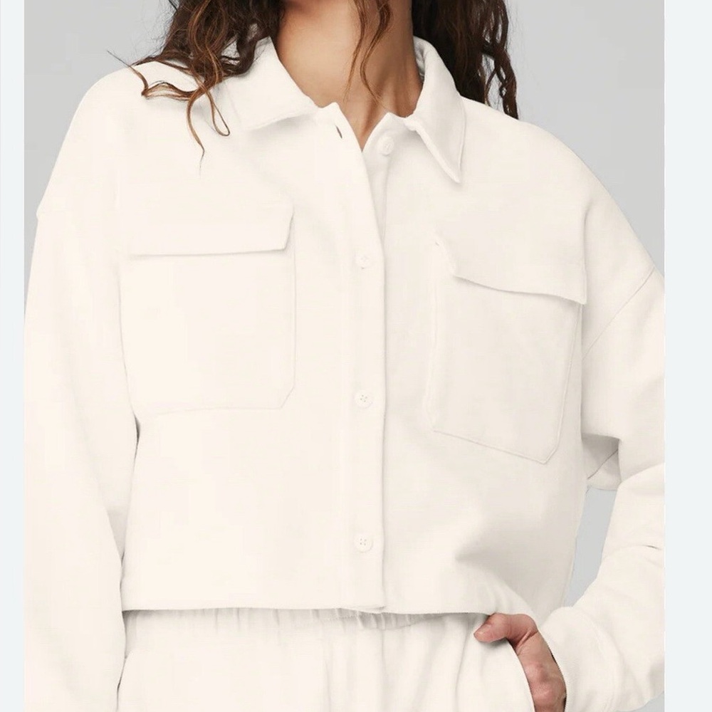 ALO Yoga White Terry Cloth Jacket